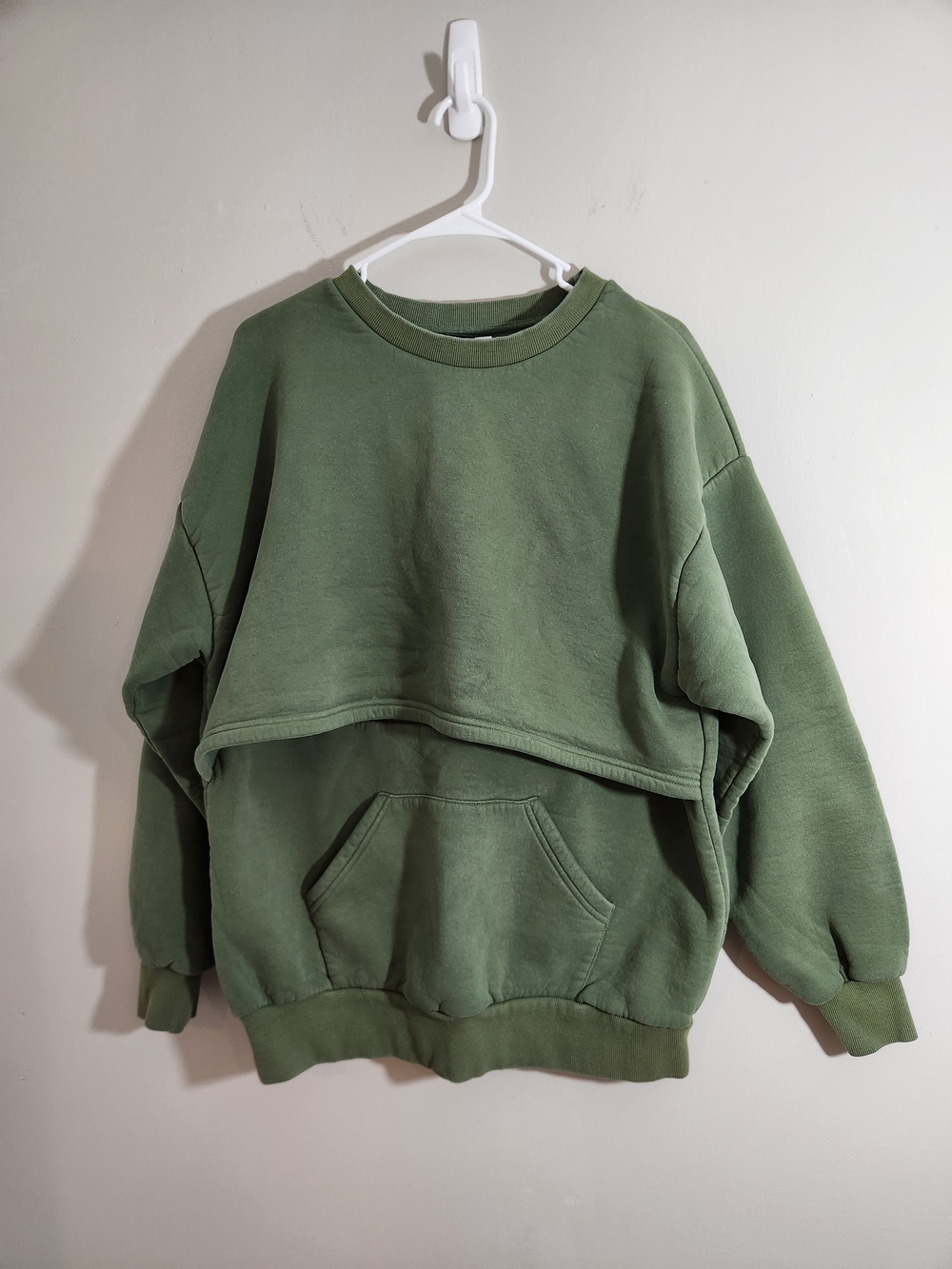 Latched Mama Olive Green Layered Crewneck Sweatshirt